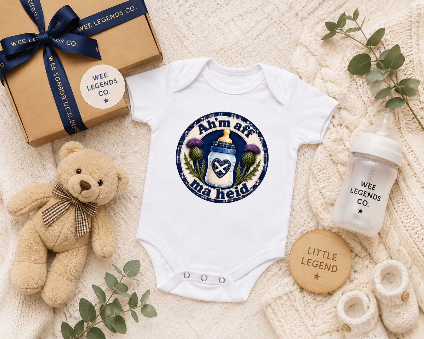 Ah'm Aff Ma Heid Baby Bodysuit | Funny Scottish Baby Grow