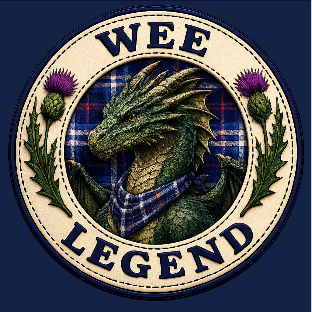 Close-up of the Wee Legend Dragon badge design printed on the teddy bear's t-shirt