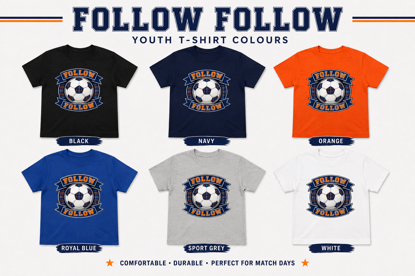 FOLLOW FOLLOW Youth T-Shirt | Scottish Football Kids Tee