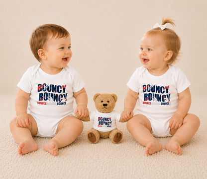Baby Bodysuit and Teddy Bear Gift Set 'Bouncy Bouncy'