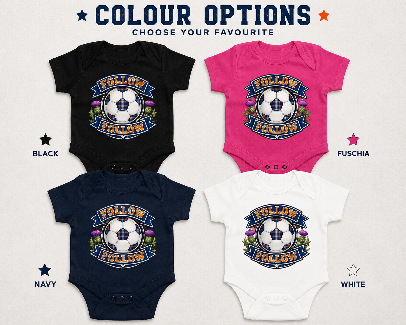 FOLLOW FOLLOW Thistle baby bodysuit available in multiple colours