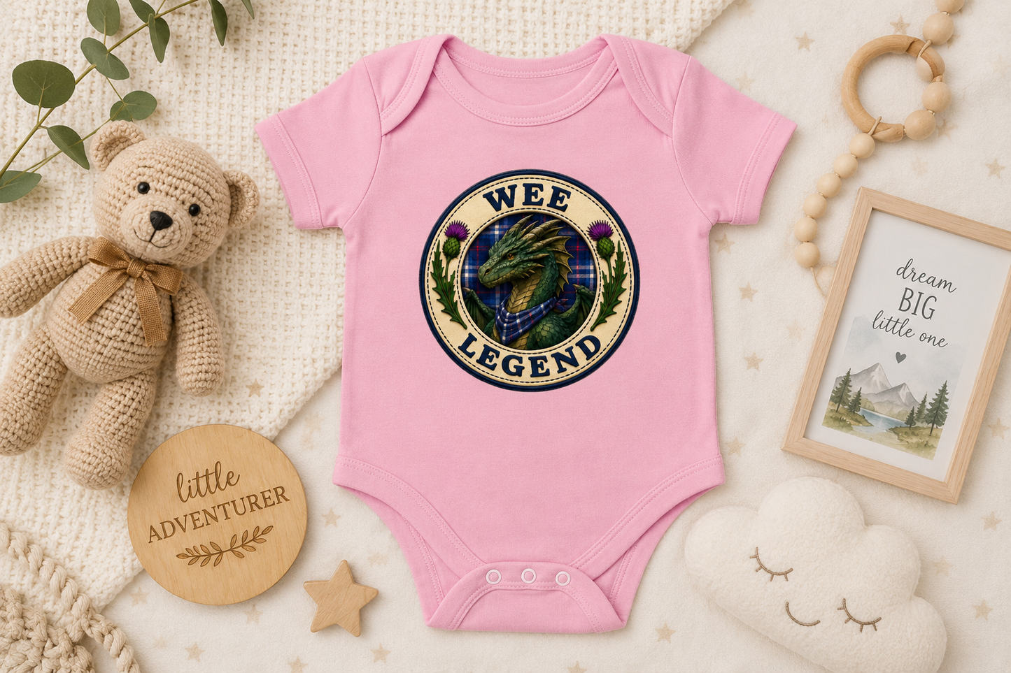 Wee Legend Dragon baby bodysuit in pink