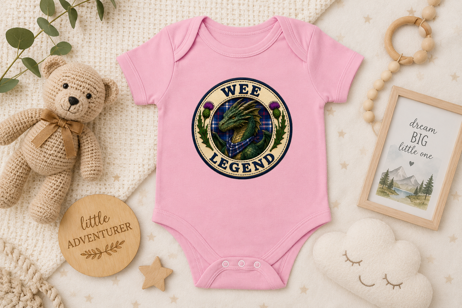 Wee Legend Dragon baby bodysuit in pink