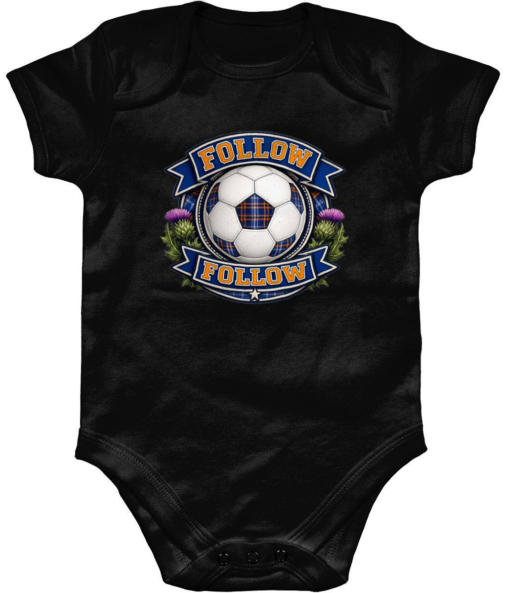 FOLLOW FOLLOW Thistle baby bodysuit in black with Scottish football design