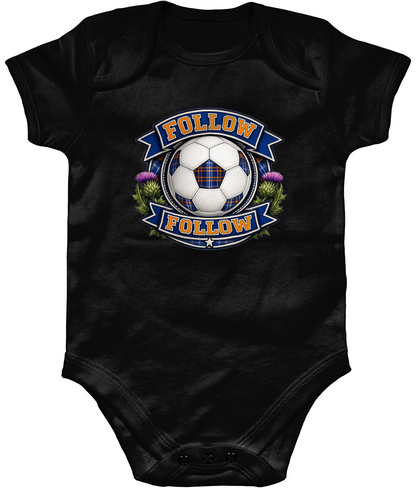 FOLLOW FOLLOW Thistle baby bodysuit in black with Scottish football design