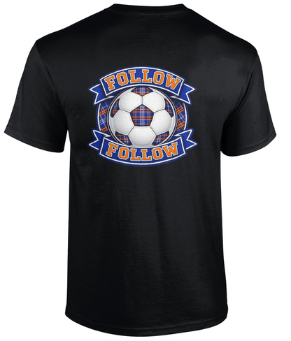 FOLLOW FOLLOW youth t-shirt in black featuring tartan football design