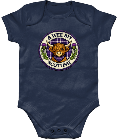 A Wee Bit Scottish baby bodysuit in navy blue
