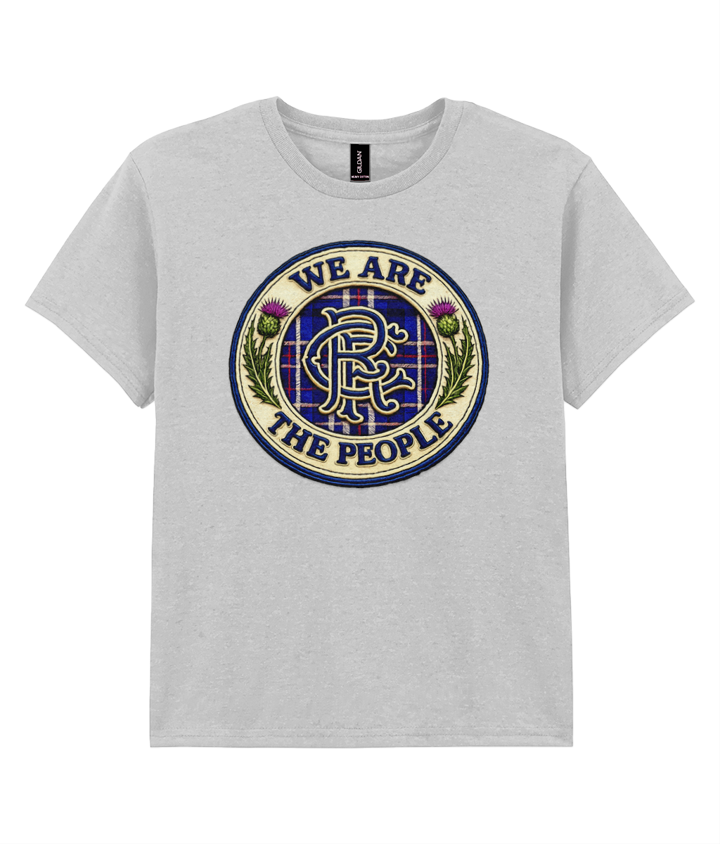 We Are The People crest youth t-shirt in sport grey featuring tartan crest design