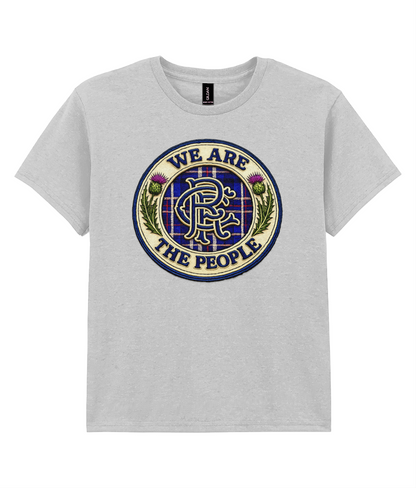 We Are The People crest youth t-shirt in sport grey featuring tartan crest design