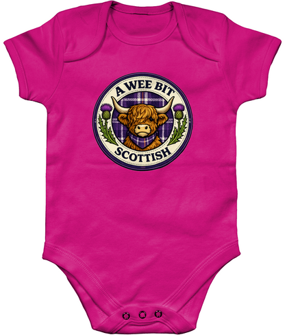 A Wee Bit Scottish baby bodysuit in navy fuschia