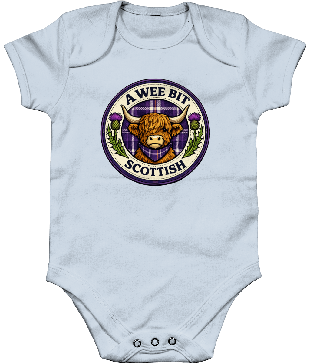 A Wee Bit Scottish baby bodysuit in pastel blue