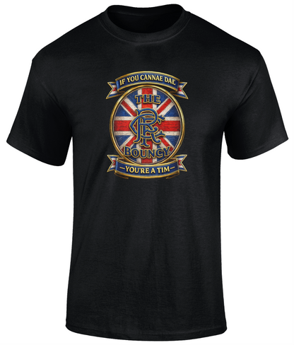 If You Cannae Dae The Bouncy youth t-shirt featuring the Union Flag crest design and football-inspired slogan by Wee Legends Co.