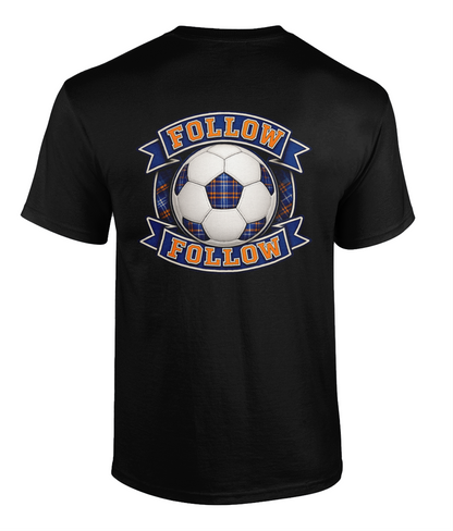 FOLLOW FOLLOW Crest men's t-shirt in black featuring football-inspired supporter crest design