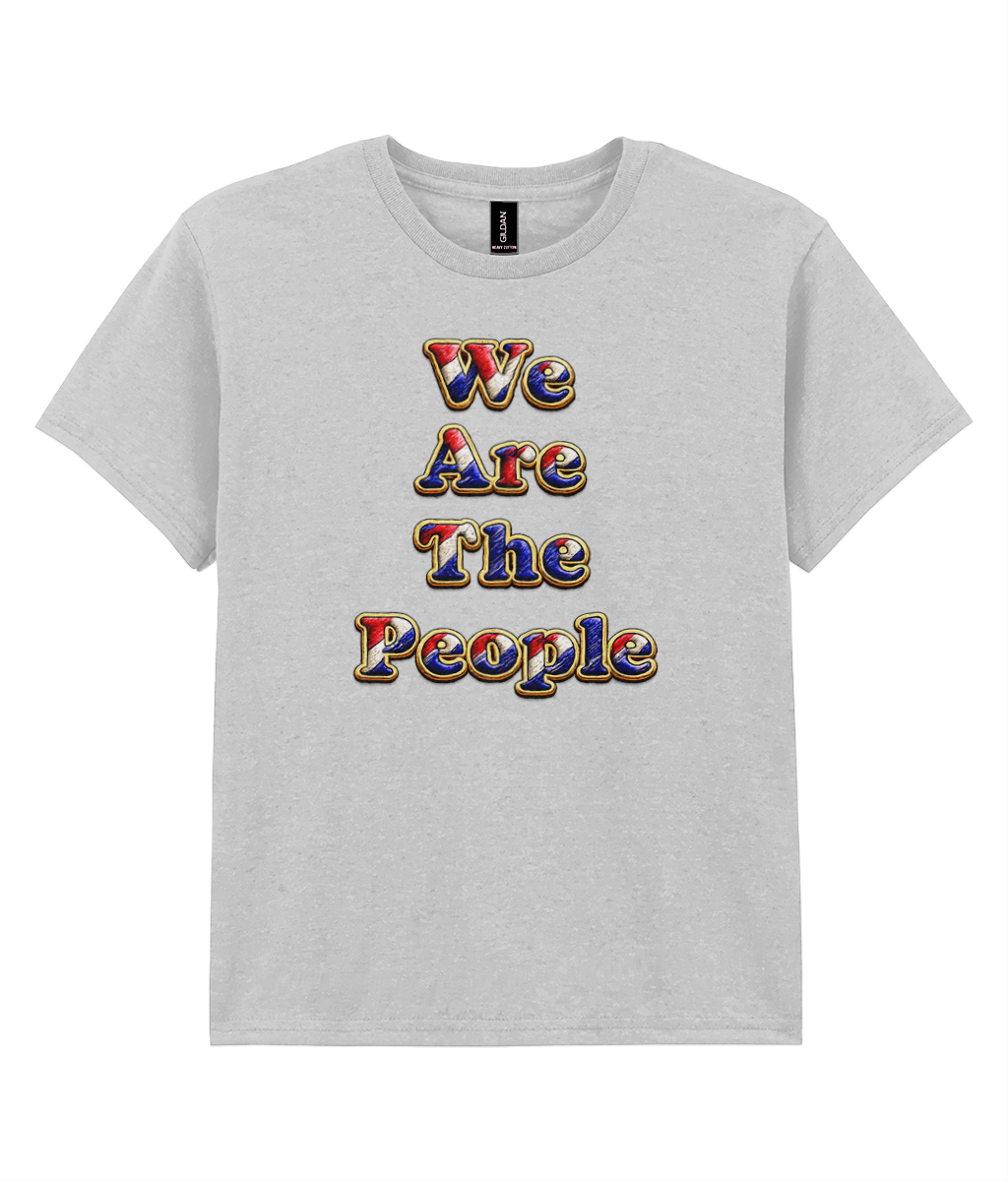 We Are The People youth t-shirt in sport grey featuring embroidered-style red, white and blue lettering