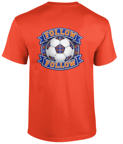 FOLLOW FOLLOW youth t-shirt in orange featuring tartan football design