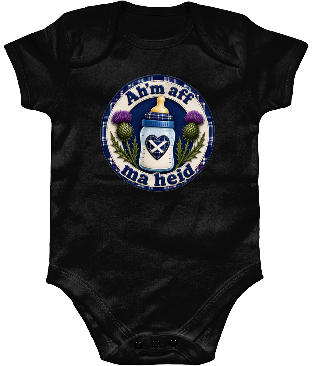 Ah'm Aff Ma Heid baby bodysuit in black