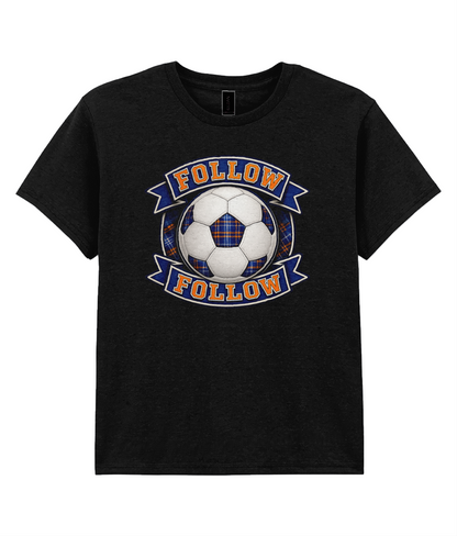 FOLLOW FOLLOW youth t-shirt in black featuring tartan football design