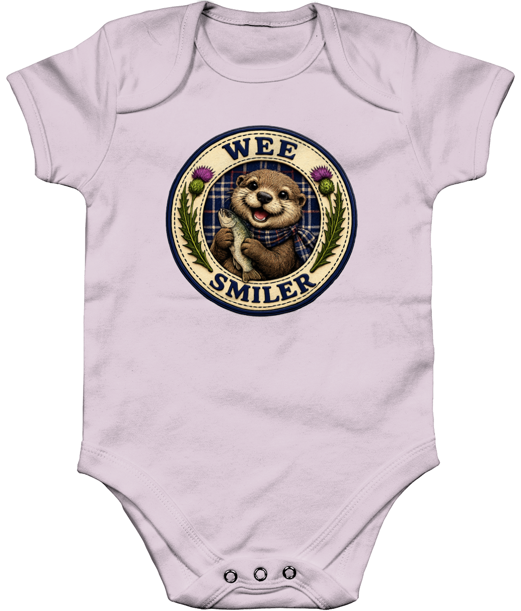 Wee Smiler baby bodysuit in pastel pink