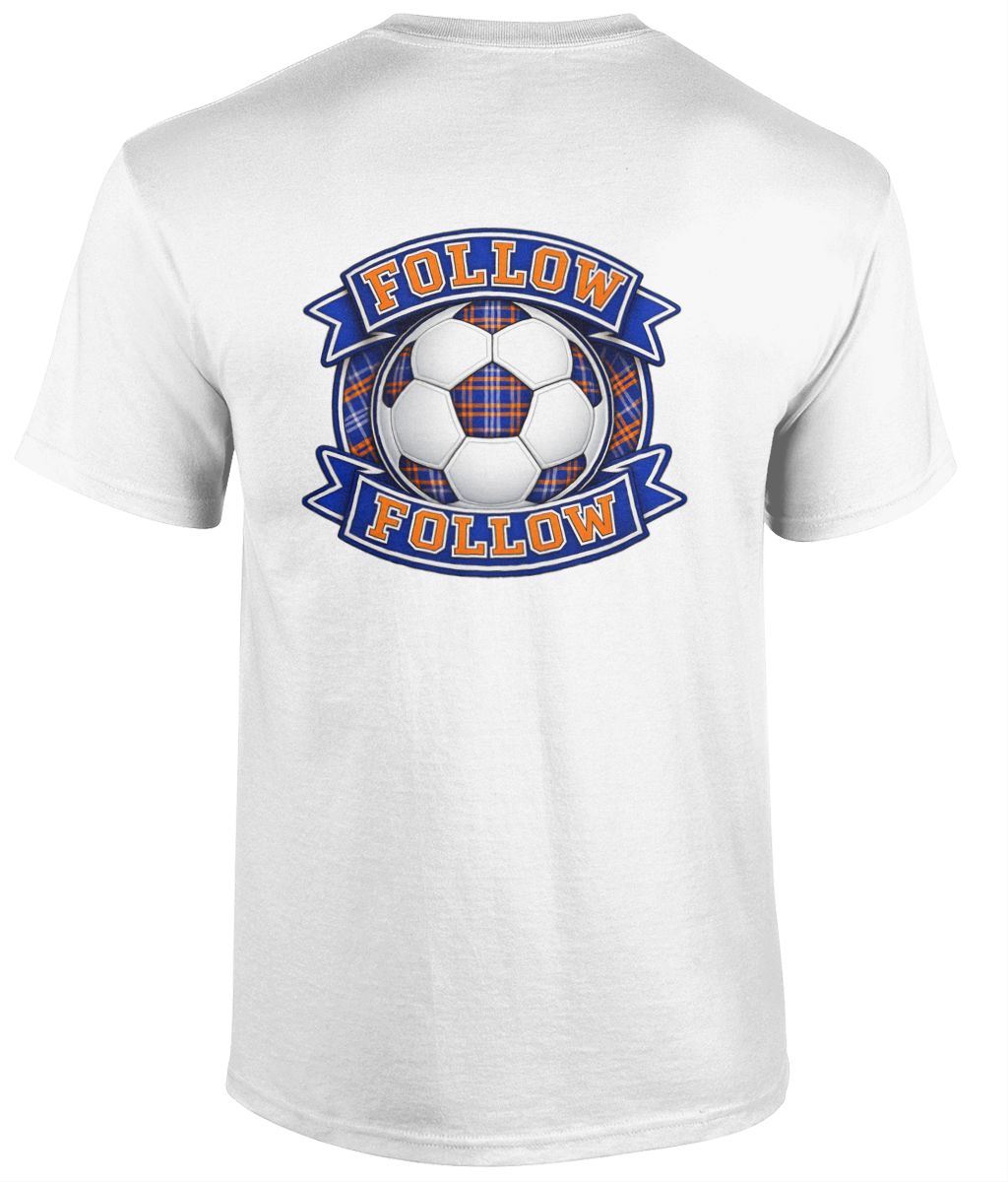 FOLLOW FOLLOW youth t-shirt in white featuring tartan football design