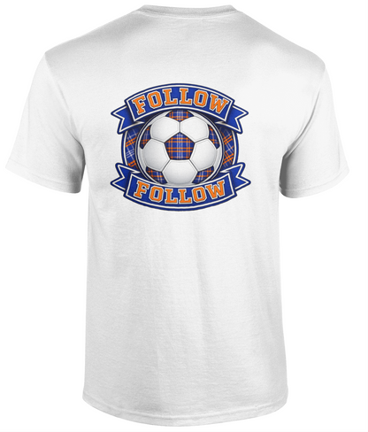 FOLLOW FOLLOW youth t-shirt in white featuring tartan football design