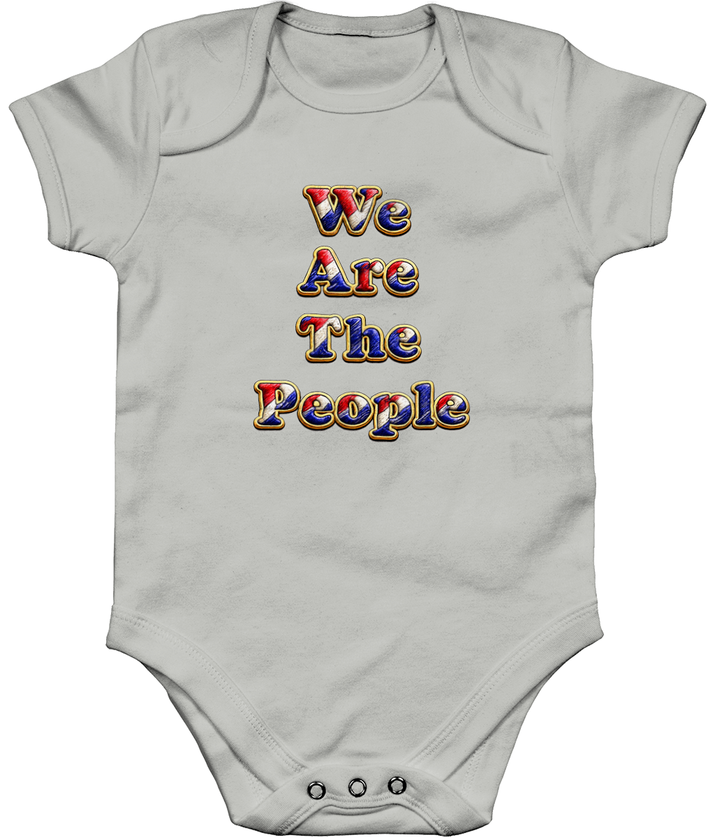 We Are The People baby bodysuit in heather grey